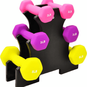 Neoprene Dumbbell Hand Weights, Anti-Slip, Anti-Roll, Hex Shape Colorful, Pair or Set with Stand