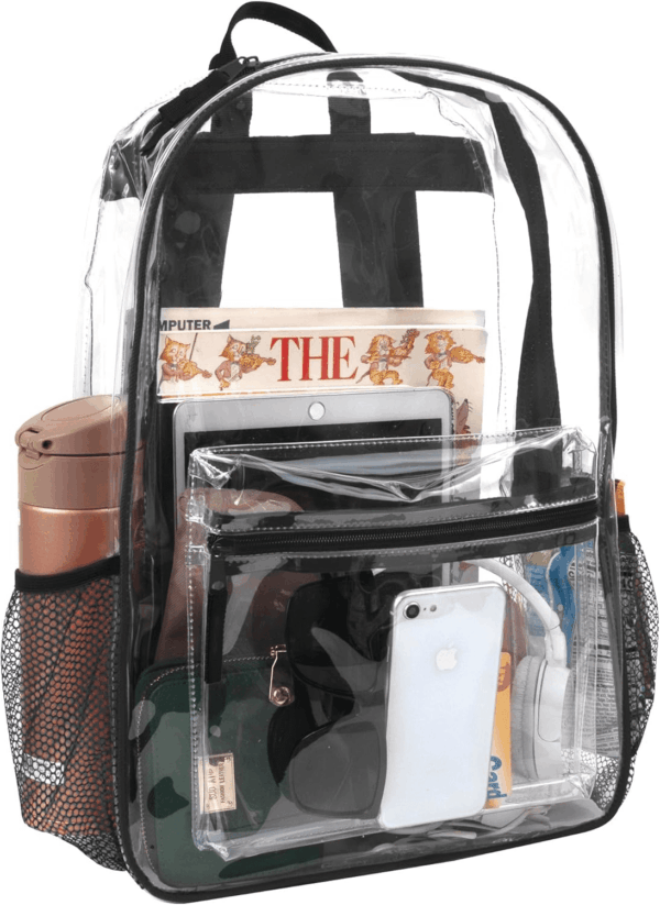 Clear Backpack Heavy Duty with Padded Straps, Side Pockets for Kids, Boys, Girls, School, Stadium Approved Events - Image 3