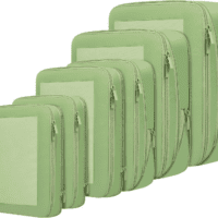4 Set/6 Set/8 Set Compression Packing Cubes Travel Accessories Expandable Packing Organizers(Matchagreen Squaremesh 6 Set)