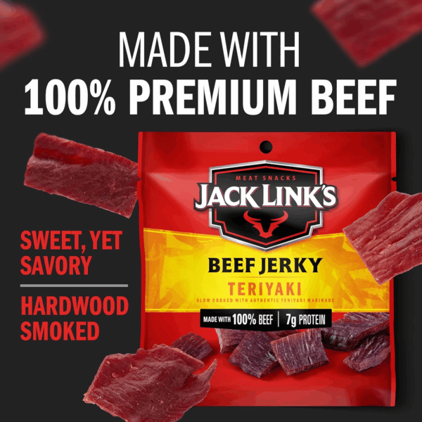 Beef Jerky, Teriyaki, Multipack Bags Flavorful Meat Snacks for Lunches, Ready to Eat Protein Snacks, Individual Packs - 7G of Protein, Made with 100% Beef 0.625 Oz (Pack of 5) - Image 3