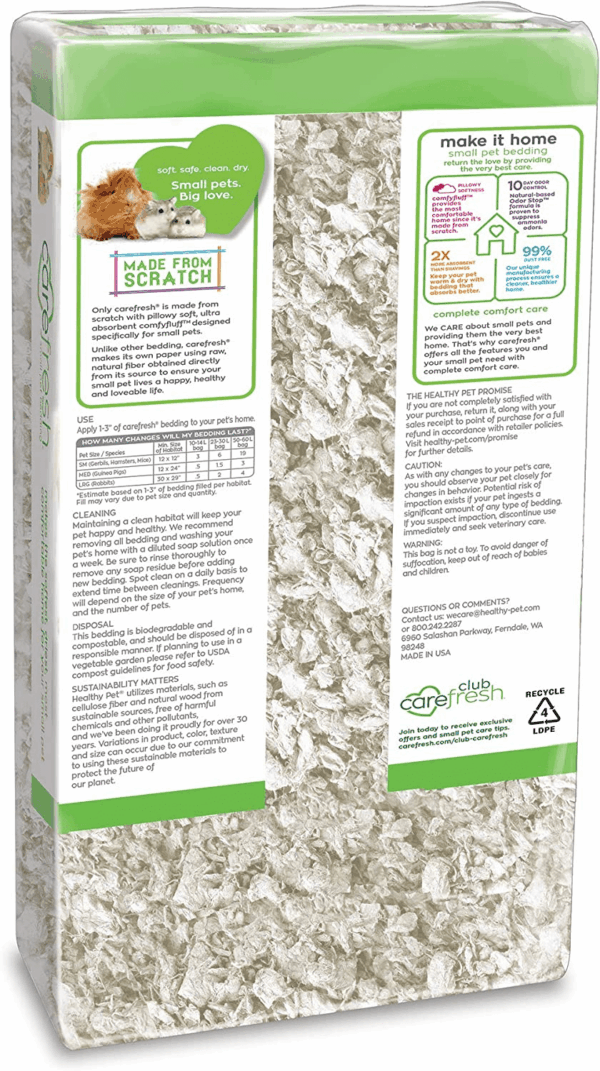 99% Dust-Free White Natural Paper Small Pet Bedding with Odor Control, 10L, White - Image 2