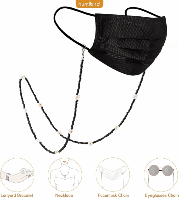 Mask Lanyard Eyeglasses Chain Healing Crystal Beaded Sunglasses Chains with Pearl for Women - Image 3