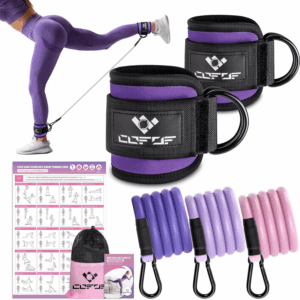 Ankle Resistance Bands with Cuffs for Working Out, Kickbacks, Hip, Leg and Glute Exercise - Training Poster Included - for Women