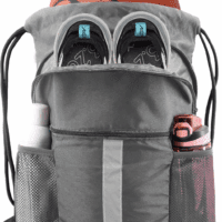 Drawstring Backpack Bag with Shoe Compartment, X-Large Black Gym Sports String Cinch Backpack