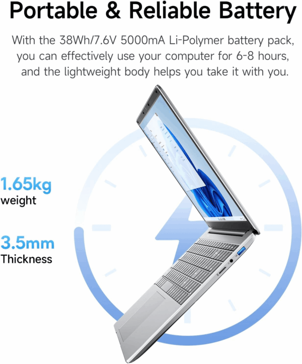 15.6 Inch Laptop with Office 365, 4GB RAM, 128GB Storage Expandable 1TB, 5205U Processor, HD Display, Windows 11 Laptops Computer, Wi-Fi 5, BT4.2, Numpad, Type-C, for Business and Students. - Image 6