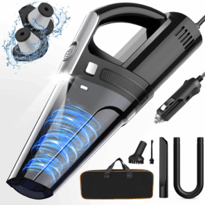 Car Vacuum, Portable Car Vacuum Cleaner with 7000PA Suction, DC 12V High Power 16.4Ft Cord Wired Vacuum Cleaner for Cars, LED Light, Lightweight, 0.33L Capacity, Storage Bag