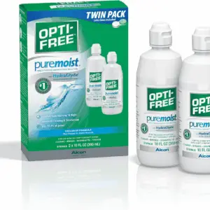 Puremoist Multi-Purpose Contact Lens Cleaning and Disinfecting Solution with Lens Case, 20 Fl Oz (Pack of 2- 10Oz Bottles)