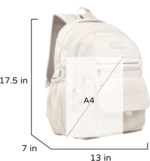 Teen Girls School Backpack for Boys, College Aesthetic Laptop Bookbag for Women,Beige - Image 4