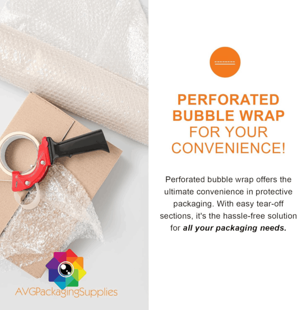 AVG Packaging Small Bubble Wrap - Bulk Bubble Wrap Roll for Moving & Shipping - Heavy Duty Packing Wrap, Perforated Every 12" (175' X 3/16" X 12") - Image 4