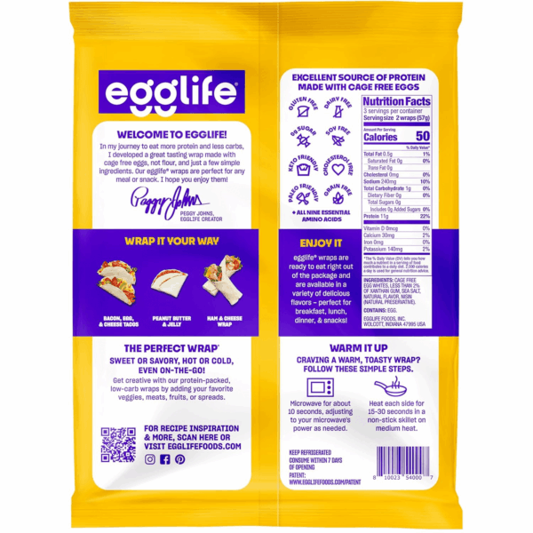 Original Egg White Wraps - (6 Count) - Refrigerated, Flourless, Gluten Free Wraps - Low Carb Tortilla Alternative - Image 2