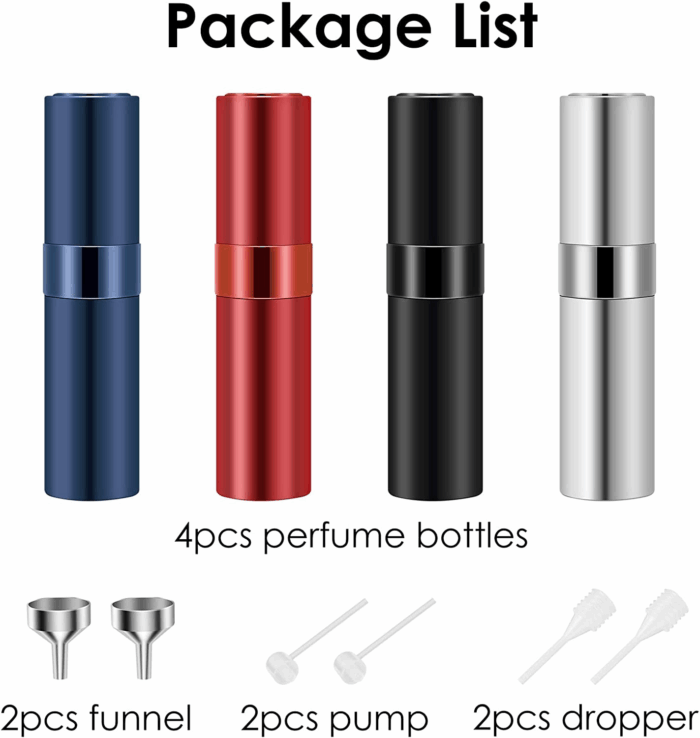 8Ml Travel Perfume Atomizer Bottles Refillable, Mini Fragrance Bottles for Perfume, Empty Cologne Sprayer Pocket Perfume Dispenser(4 Pack) - Image 6