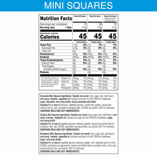 Mini Crispy Marshmallow Squares, Kids Snacks, Lunch Snacks, Variety Pack, 20.1Oz Box (52 Bars) - Image 4