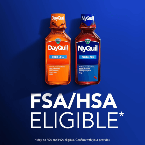 Dayquil & Nyquil SEVERE Cold & Flu Medicine, Relief for Headache, Fever, Sore Throat, Minor Aches & Pains, Nasal Congestion, Sinus Pressure, Stuffy Nose, and Cough, Co-Pack, 2 X 12 OZ - Image 8