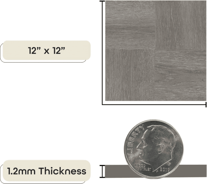 Tivoli Self Adhesive Vinyl Floor Tiles, 45 Tiles - 12" X 12", Charcoal Grey Wood - Peel & Stick, DIY Flooring for Kitchen, Dining Room, Bedrooms, Basements & Bathrooms by Achim Home Decor - Image 5