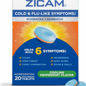 Cold & Flu-Like Symptoms with Echinacea and Sambucus, Homeopathic, Zinc, Cooling Peppermint Flavor, Helps with Cold Symptoms, 20 Tablets