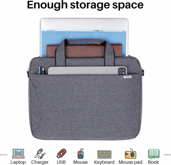 17 17.3 Inch Laptop Shoulder Bag for Men Women,Waterproof Computer Carrying Case Messenger Bag with Strap for 17"-18" HP Dell,Laptop Briefcase for Office Business Travel College School,Grey - Image 2