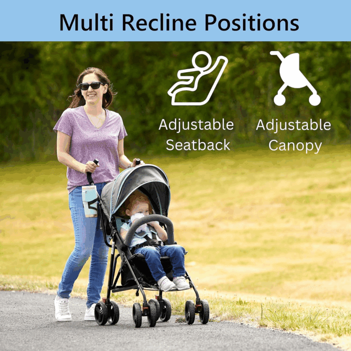 Vista Moonwalk Baby Stroller in Mint, Lightweight Infant Stroller with Compact Fold, Multi-Position Recline Umbrella Stroller with Canopy, Extra Large Storage and Cup Holder - Image 3