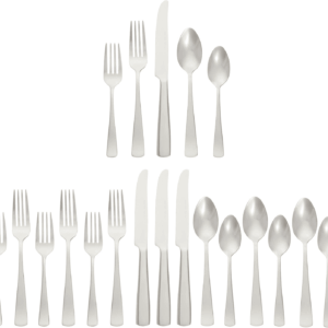 20-Piece Stainless Steel Flatware Set with Square Edge, Service for 4, Silver
