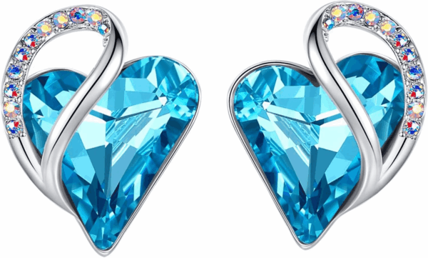 Infinity Love Heart Birthstone Crystal Stud Earrings for Women, Silver Tone Fashion Statement Jewelry, Holiday Birthday Gifts for Mother Daughter Wife Mom Sister Her