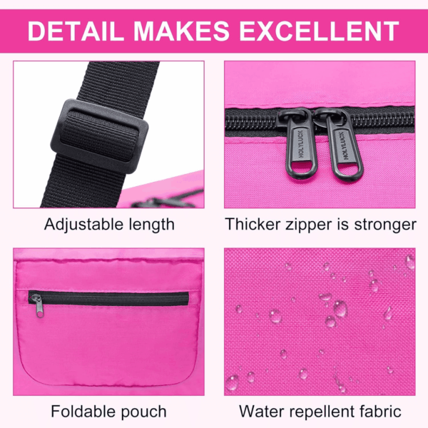 Foldable Travel Duffel Bag for Women & Men Luggage Great for Gym - Fuchsia - Image 4