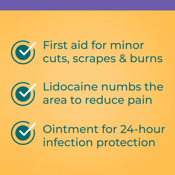 + Lidocaine First Aid Antibiotic Ointment, Maximum Strength & Fast-Acting Topical Pain Reliever, 24-Hour Infection Protection That Numbs Away the Pain, Bacitracin Zinc, 0.5 Oz - Image 3