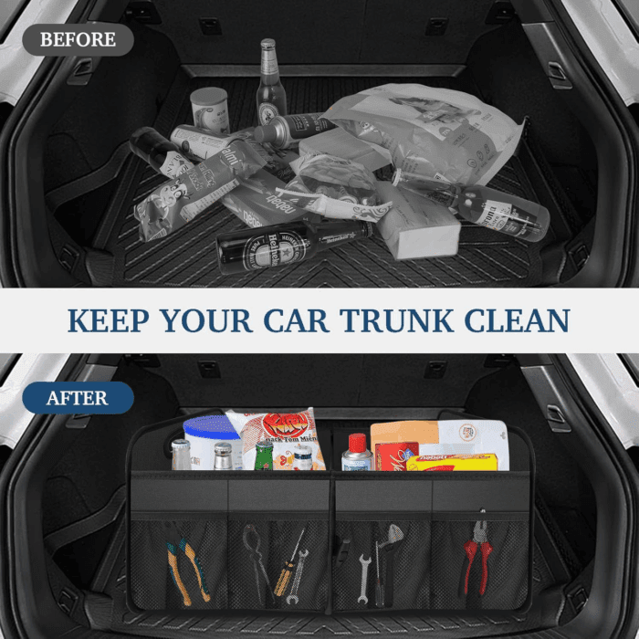 Car Trunk Organizer, Car Storage Organizer with Large Capacity Waterproof Collapsible Trunk Organizer for Car Suv/Jeep/Sedan (Grey, Standard) - Image 5