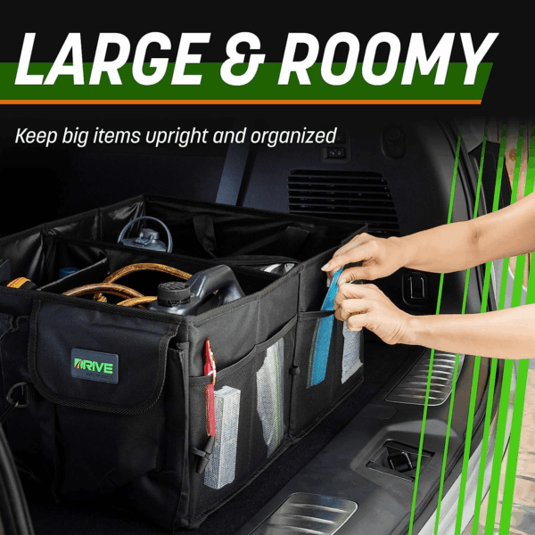Drive Auto Car Trunk Organizer - Collapsible, Multi-Compartment Automotive SUV Car Organizer for Storage W/Adjustable Straps - Truck & Car Accessories for Women and Men - Tan - Image 7