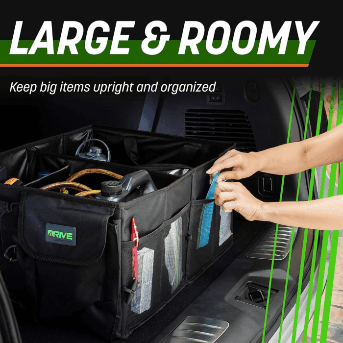 Drive Auto Car Trunk Organizer - Collapsible, Multi-Compartment Automotive SUV Car Organizer for Storage W/Adjustable Straps - Truck & Car Accessories for Women and Men - Tan - Image 7