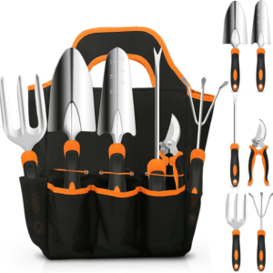 Gardening Tool Set,  Stainless Steel Heavy Duty Gardening Tool Set, with Non-Slip Rubber Grip, Storage Tote Bag, Outdoor Hand Tools, Ideal Gardening Gifts for Women