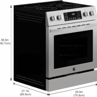 Front Control Electric Range Oven with 5 Cooktop Elements with 7 Cooking Power Options, True Convection, Steam and Self Clean, Freestanding Oven, 4.8 Cu. Ft. Capacity Stainless Steel - Image 2