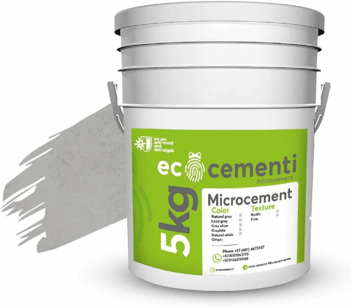 Microcement Continuous Coating for Walls and Floors - Versatile, Durable, and Elegant Surface for Home and Office Renovations (Gris Natural Gray, 11.02 Lb)