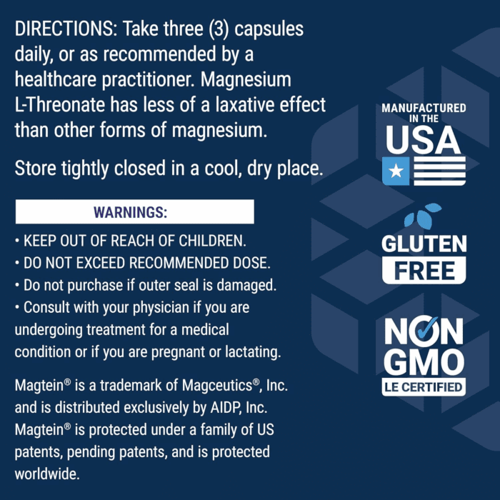 Neuro-Mag Magnesium L-Threonate, Magnesium L-Threonate, Memory Health, Quick Thinking, Cognitive Health Support, Vegetarian, Non-Gmo, 90 Vegetarian Capsules - Image 7