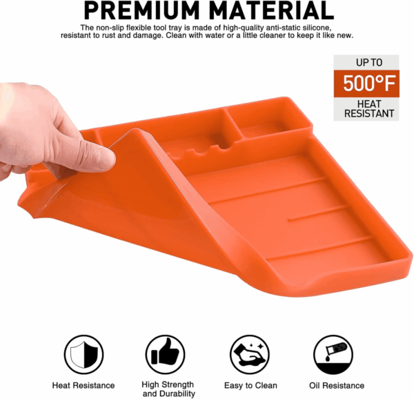 2 Pcs Silicone Tool Tray with Magnetic Small Parts Tray, Non-Slip Flexible Mechanic Automotive Tool Organizer Tool Storage Tool Holder Grip Mats, Christmas Day Gift for Men, Father’S Day Gift - Image 4