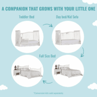 Violet 7-In-1 Convertible Life Style Crib in White, Greenguard Gold Certified, 4 Mattress Height Settings, Made of Sustainable New Zealand Pinewood - Image 6
