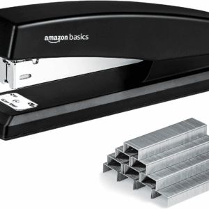 Stapler with 1000 Staples, Office Stapler, 25 Sheet Capacity, Non-Slip, Black
