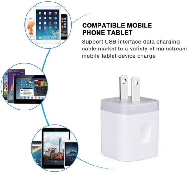 USB Wall Charger,  2Pack Dual Port 2.1Amp Fast Brick Base Adapter Charging Block Charger Cube Plug Box for Iphone 16E 16 Pro Max 15 14 13 12 11 Pro X 6 6S 7 8 Plus, Ipad, Samsung, Android - Image 5