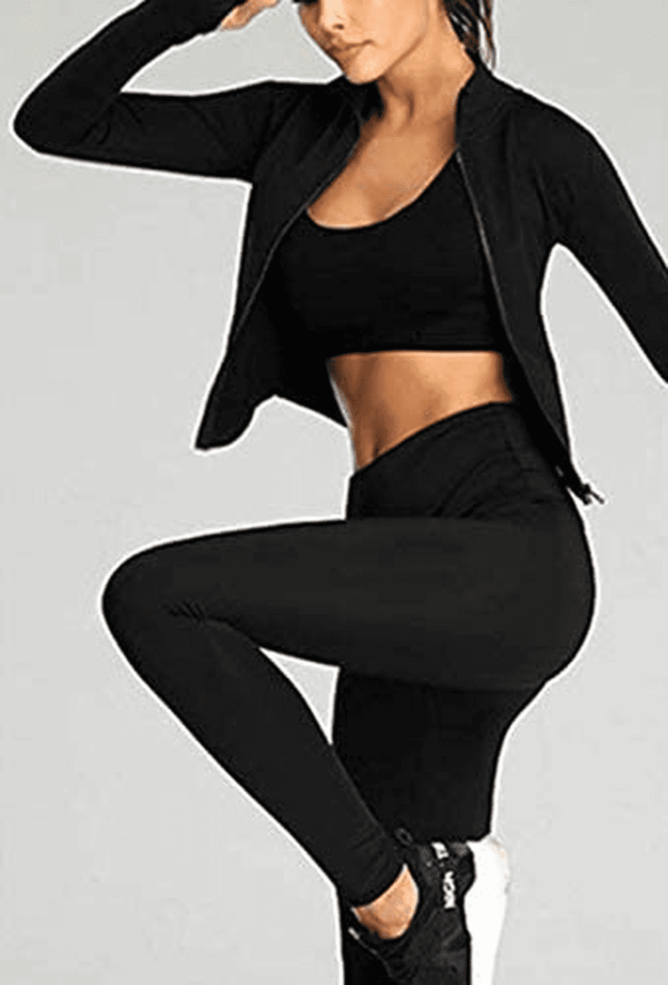 Womens Lightweight Full Zip Running Track Jacket Workout Slim Fit Yoga Sportwear with Thumb Holes - Image 3