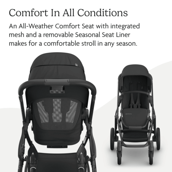 Vista V3 Stroller - Full-Size Single-To-Double Stroller System - Toddler Seat, Bug Shield, Rain Shield, and Storage Bag Included - Jake (Charcoal/Carbon Frame/Black Leather) - Image 4