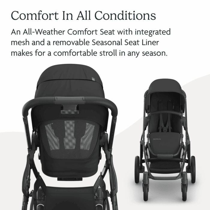 Vista V3 Stroller - Full-Size Single-To-Double Stroller System - Toddler Seat, Bug Shield, Rain Shield, and Storage Bag Included - Jake (Charcoal/Carbon Frame/Black Leather) - Image 4