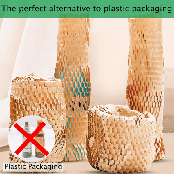Honeycomb Packing Paper Wrap 15"X131' Sustainable Alternative to Bubble Wrap for Moving/Shipping/Packing Roll with 20 Fragile Sticker Biodegradable & Fully Recylable… - Image 2