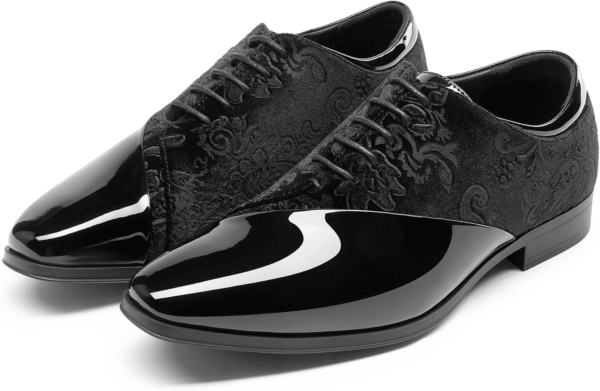 Men'S Dress Tuxedo Shoes Classic Patent Velvet Lace-Up Formal Caden Oxford - Image 3