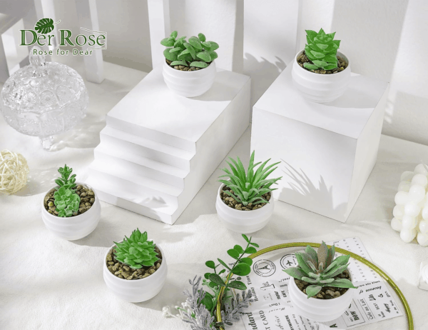 Set of 6 Succulents Plants Artificial in Pots Small Fake Plants for Bedroom Aesthetic Living Room Office Shelf Bathroom Decor - Image 4