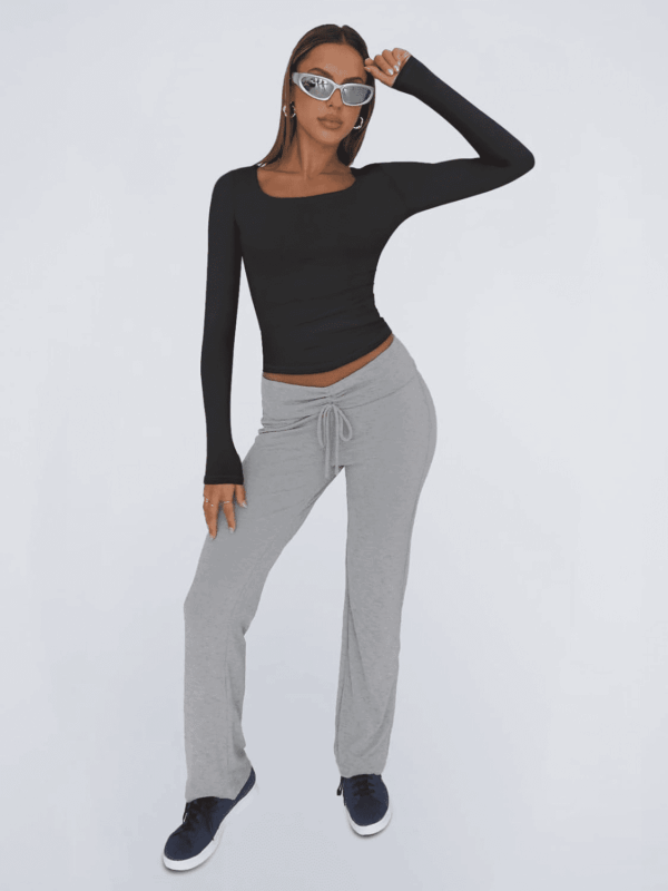Womens Long Sleeve Shirts Crop Tops Square Neck Going Out Basics Tees Y2K Winter Clothes 2025 - Image 5