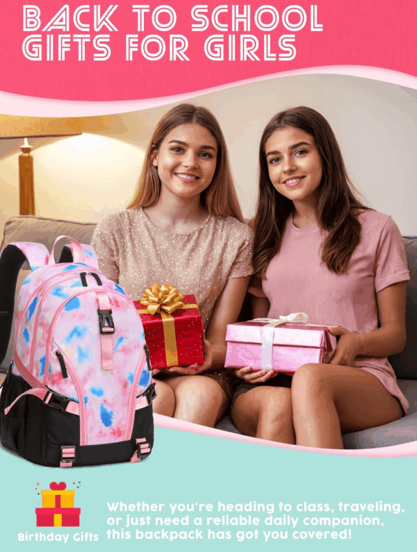 High School Backpack for Girls Middle School Bookbag Teens Back to School Bag for College with Large Compartment Mochilas Para Niñas Adolescentes 18" Tie Dye Pink - Image 9