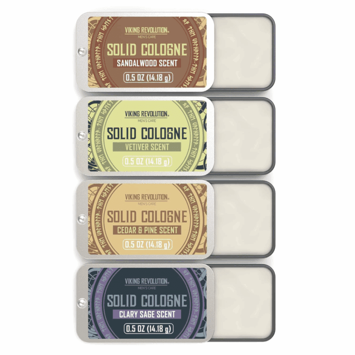 4 Pack Mens Solid Colognes Men 0.5 Oz - Men Solid Perfume with Cedar Wood, Clary Sage, Vetiver, Sandalwood Cologne for Men - Balm Cologne for Mens Cologne Balm Travel Cologne Wax