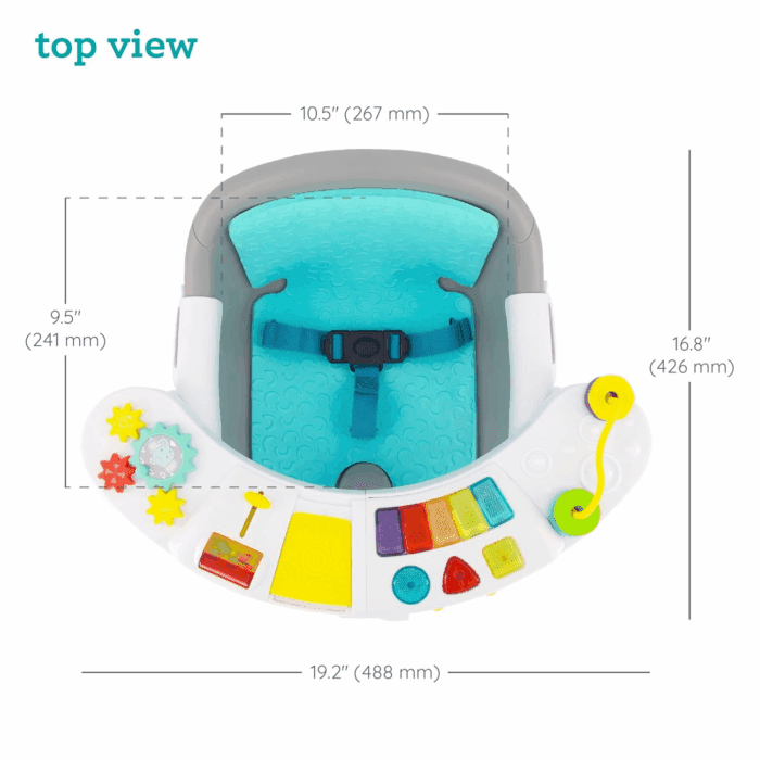 Music & Lights 3-In-1 Discovery Seat and Booster - Convertible, Infant Activity and Feeding Seat with Electronic Piano for Sensory Exploration, for Babies and Toddlers, Teal - Image 5