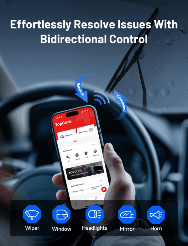 Topscan Lite OBD2 Scanner Bluetooth, Bi-Directional Scanner Wireless All System Diagnostic Tool for Ios & Android, FCA Autoauth, 8+ Hot Reset, Repair Guides, Car Code Reader, Performance Test - Image 2