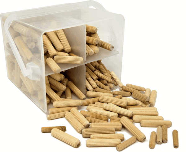 JN400D 400-Piece Fluted Dowel Pin Variety Bucket with 1/4, 5/16, and 3/8-Inch Woodworking Dowels - Image 2