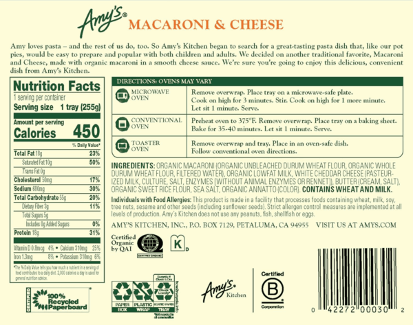 Frozen Meals, Macaroni and Cheese Frozen Pasta Tray, Made with Organic Pasta and White Cheddar Cheese, Microwave Meals, 9 Oz - Image 11