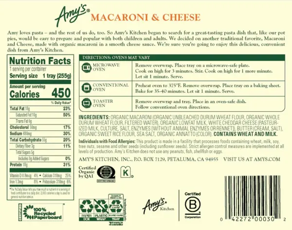Frozen Meals, Macaroni and Cheese Frozen Pasta Tray, Made with Organic Pasta and White Cheddar Cheese, Microwave Meals, 9 Oz - Image 11